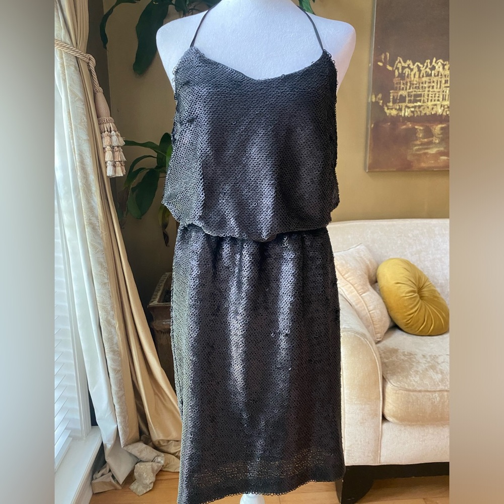 Ark & Co Chainmail Sequin Little Black Dress